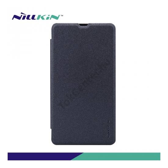Microsoft Lumia 535 NILLKIN SPARKLE műanyag telefonvédő (mikroszálas bőr flip, oldalra nyíló) FEKETE