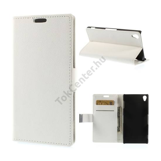 Sony Xperia Z3 (D6653) Tok álló, bőr (FLIP, mágneses, oldalra nyíló, bankkártya tartó, asztali tartó funkció) FEHÉR