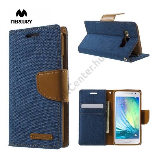 Samsung Galaxy A3 (SM-A300F) MERCURY Canvas Diary tok álló (FLIP, mágneses, oldalra nyíló, asztali tartó funkció, textil hatás) KÉK