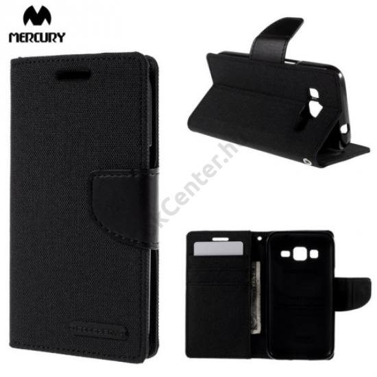 Samsung Galaxy Core Prime (SM-G360) MERCURY Canvas Diary tok álló (FLIP, mágneses, oldalra nyíló, asztali tartó funkció, textil hatás) FEKETE