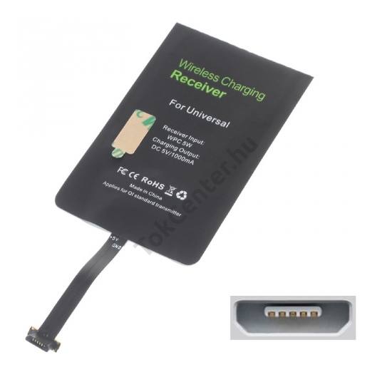 Töltő adapter vezeték nélküli töltéshez (alsó microUSB töltőcsatlakozóhoz, fogadóegység, QI Wireless)