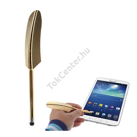 Érintőképernyő ceruza (alumínium, madártoll forma, kapacitív kijelző, 15 cm) ARANY