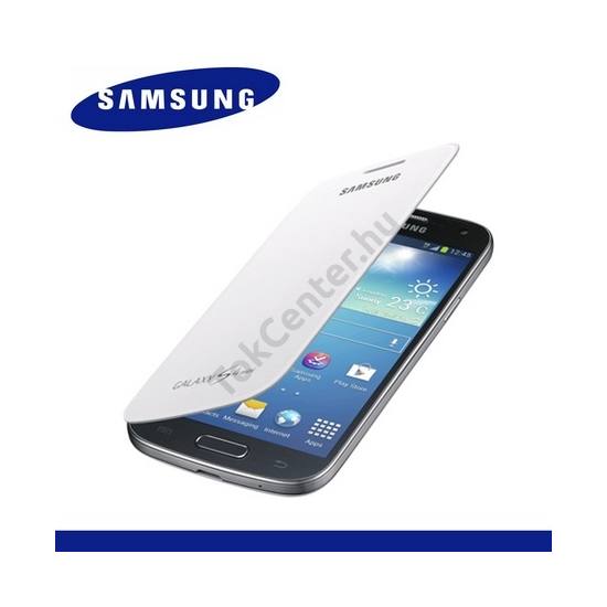 Samsung Galaxy S4 mini (GT-I9190) gyári műanyag flip tok, akkufedél, oldalra nyíló, fehér, EF-FI919BWEG