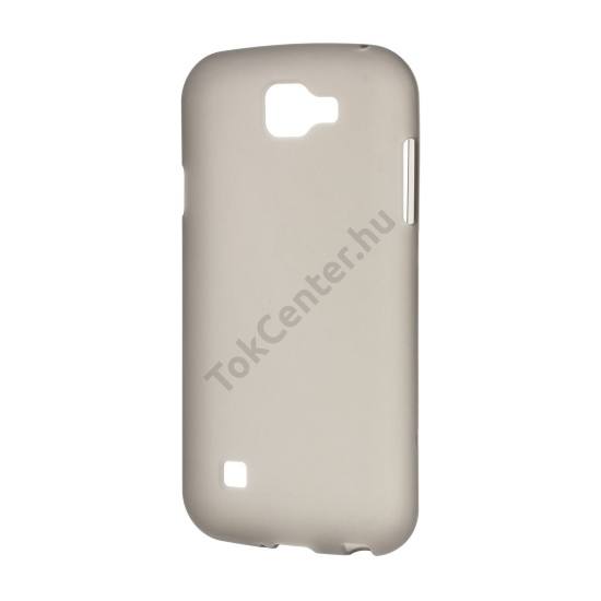 LG K3 (K100) Telefonvédő gumi / szilikon (fényes keret) FÜSTSZÍNŰ LS450 USA modelhez!