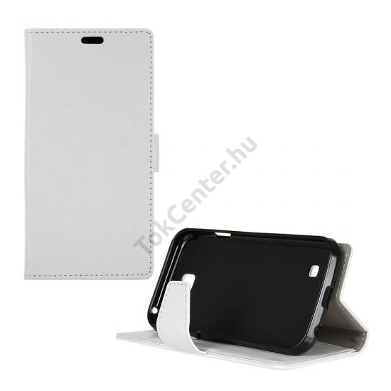 LG K3 (K100) Tok álló, bőr (FLIP, oldalra nyíló, asztali tartó funkció) FEHÉR LS450 USA modelhez!