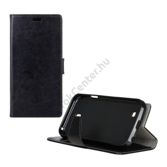 LG K3 (K100) Tok álló, bőr (FLIP, oldalra nyíló, asztali tartó funkció) FEKETE LS450 USA modelhez!