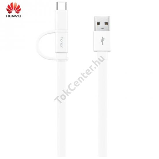 Adatátvitel adatkábel és töltő 2in1 (microUSB, Type-C csak töltés! 150 cm) FEHÉR (AP55S_W)