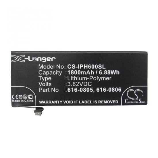 Apple iPhone 6 4.7`` Akku 1800 mAh LI-Polymer (belső akku, beépítése szakértelmet igényel!, 616-0805/616-0806 kompatibilis)