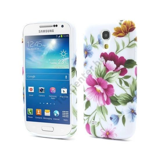 Samsung Galaxy S IV. mini (GT-I9190) Telefonvédő gumi / szilikon (virágmintás) FEHÉR
