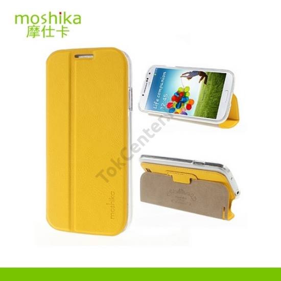 Samsung Galaxy S IV. (GT-I9500) MOSHIKA JANE JADE tok álló, bőr (FLIP, oldalra nyíló, asztali tartó funkció) SÁRGA
