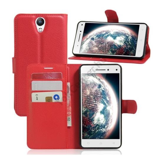 Lenovo Vibe S1 Lite Tok álló, bőr (FLIP, oldalra nyíló, asztali tartó funkció) PIROS