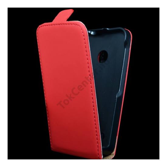 Nokia Lumia 530 Tok álló, bőr (FLIP, mágneses) PIROS