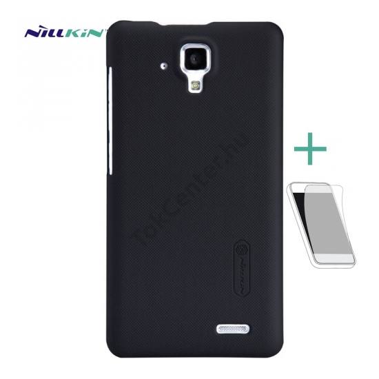 Lenovo A536 NILLKIN SUPER FROSTED műanyag telefonvédő (gumírozott, érdes felület, képernyővédő fólia, tisztítókendő) FEKETE