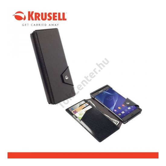 Sony Xperia Z3 (D6653) KRUSELL FlipWallet KALMAR tok álló, bőr (FLIP, mágneses, oldalra nyíló, bankkártya tartó) BARNA