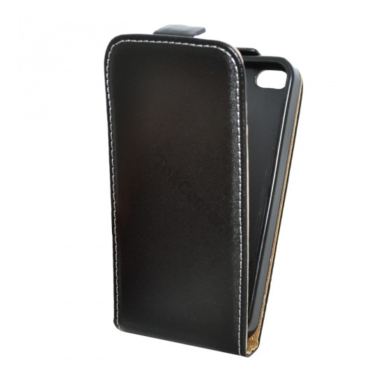 Apple iPhone 5 Tok álló, bőr (FLIP, mágneses) FEKETE