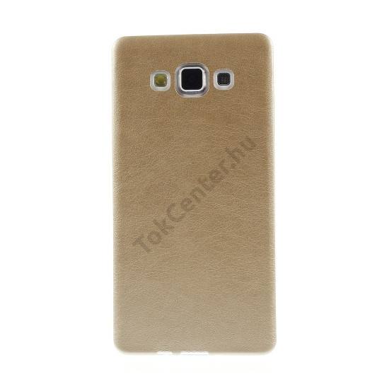 Samsung Galaxy A7 (SM-A700F) Telefonvédő gumi / szilikon (ultravékony, bőrhatás) ARANY