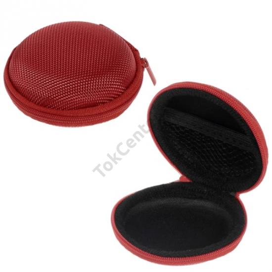 Tok textil, cipzáras (fülhallgató/james bond, 80 x 30 mm) PIROS