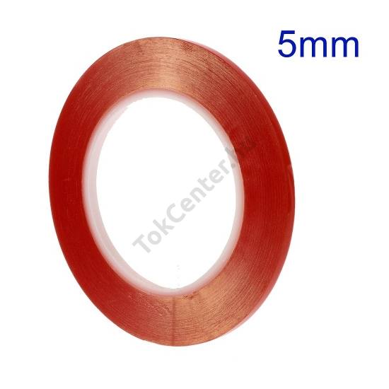 Ragasztó szalag, kétoldalas, plexi ablakhoz/érintőpanelhez (260°C hőálló, 5 mm széles, 33 m hosszú)