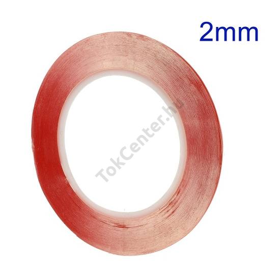 Ragasztó szalag, kétoldalas, plexi ablakhoz/érintőpanelhez (260°C hőálló, 2 mm széles, 33 m hosszú)