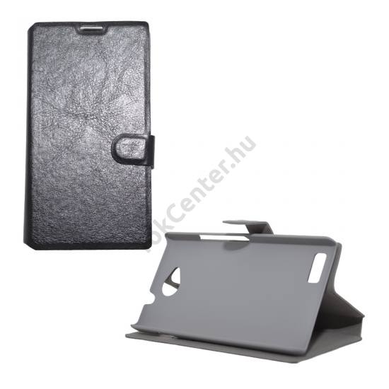 ZTE Kis 3 (V790) Tok álló, bőr (FLIP, oldalra nyíló, asztali tartó funkció) FEKETE