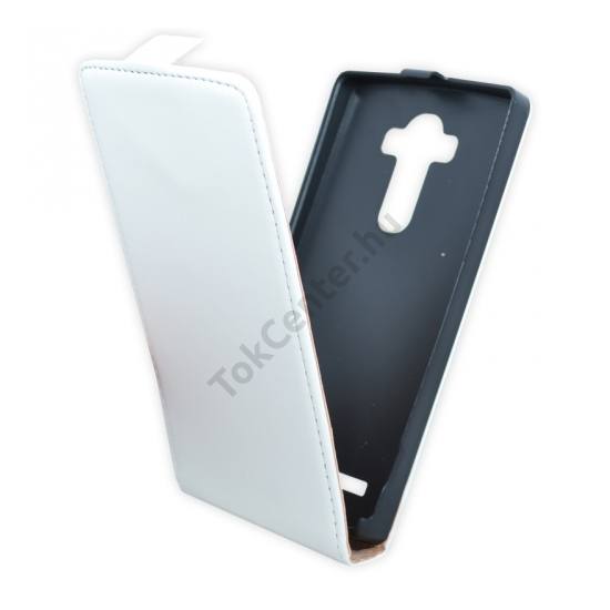 LG G4 (H815) Tok álló, bőr (FLIP, mágneses) FEHÉR