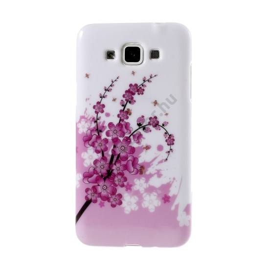 Samsung Galaxy Grand 3 (SM-G7200) Telefonvédő gumi / szilikon (virágminta) FEHÉR