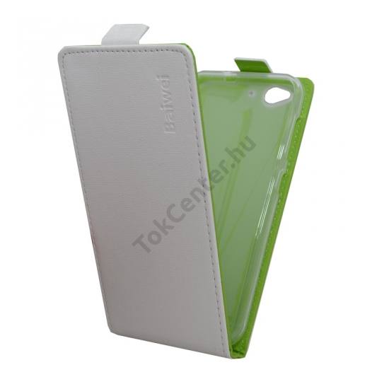 ZTE Blade S6 Tok álló, bőr (FLIP, mágneses) FEHÉR