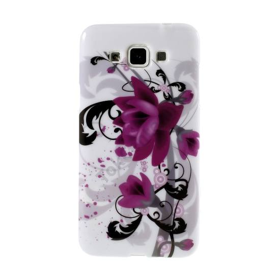 Samsung Galaxy Grand 3 (SM-G7200) Telefonvédő gumi / szilikon (lótuszvirág minta) FEHÉR