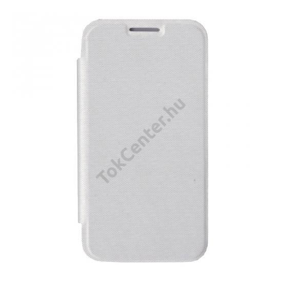 Műanyag telefonvédő (bőr flip, akkufedél, oldalra nyíló) FEHÉR