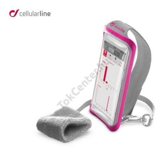 HANDBAND tok álló, neoprén (sportoláshoz, csuklóra rögzíthető, 5.2'' méret) SZÜRKE/MAGENTA