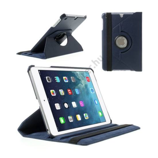 Tok álló, bőr (FLIP, asztali tartó funkció, 360°-ban forgatható) SÖTÉTKÉK