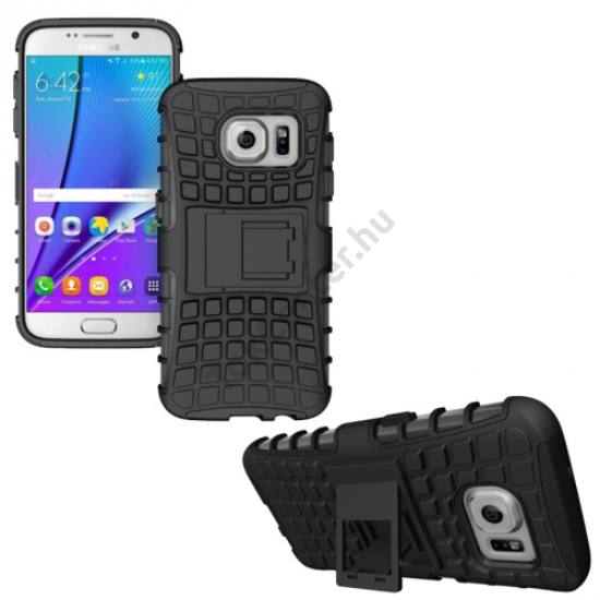 Samsung Galaxy S7 (SM-G930) Defender műanyag telefonvédő (gumi / szilikon betét, kitámasztó) FEKETE