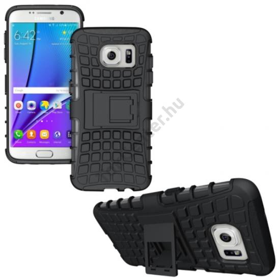 Samsung Galaxy S7 EDGE (SM-G935) Defender műanyag telefonvédő (gumi / szilikon betét, kitámasztó) FEKETE