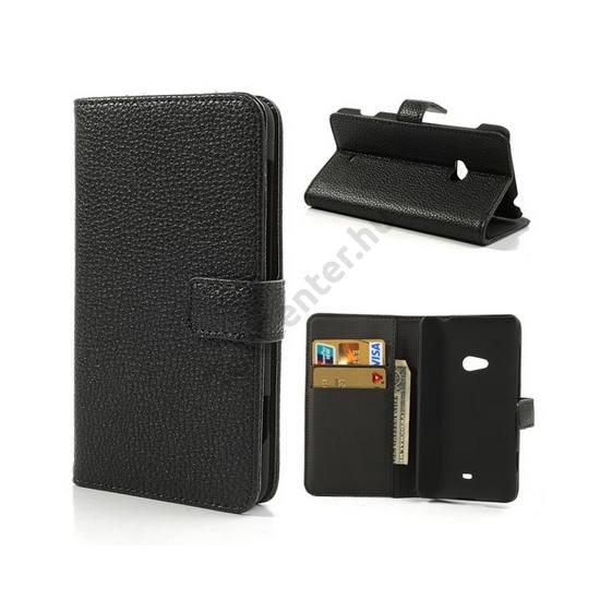 Nokia Lumia 625 Tok álló, bőr (FLIP, asztali tartó funkció, mágneses, oldalra nyíló, bankkártya tartó) FEKETE