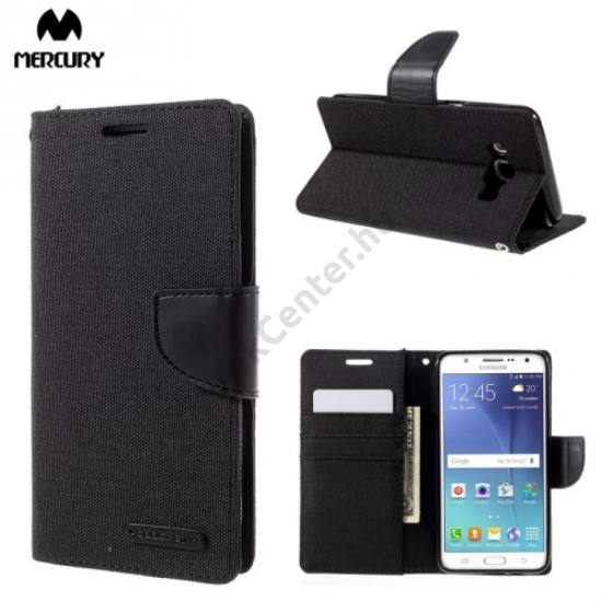 Samsung Galaxy J5 (2016) (SM-J510) MERCURY Canvas Diary tok álló (FLIP, mágneses, oldalra nyíló, asztali tartó funkció, textil hatás) FEKETE