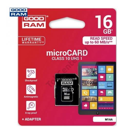 MEMÓRIA KÁRTYA TransFlash 16 GB (microSDHC - Class 10, UHS-1) + SD adapter