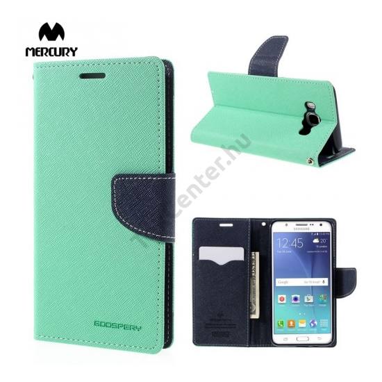 Samsung Galaxy J5 (2016) (SM-J510) MERCURY Fancy Diary tok álló, bőr (FLIP, mágneses, oldalra nyíló, bankkártya tartó, asztali tartó funkció) CYAN