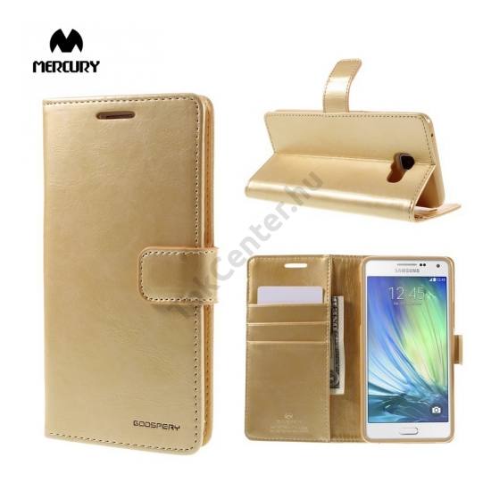 Samsung Galaxy A5 (2016) (SM-A510F) MERCURY BLUE MOON DIARY tok álló, bőr (FLIP, mágneses, oldalra nyíló, asztali tartó funkció) FÉNYES ARANY