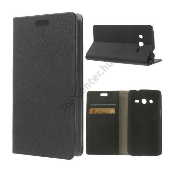 Samsung Galaxy Core LTE (SM-G386F) Tok álló, bőr (FLIP, oldalra nyíló, bankkártya  tartó, asztali tartó funkció) FEKETE
