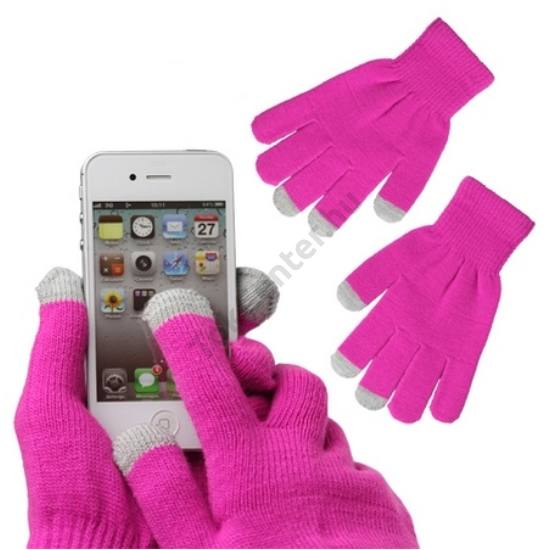 Érintő kesztyű (kapacitív kijelzőhöz) RÓZSASZÍN