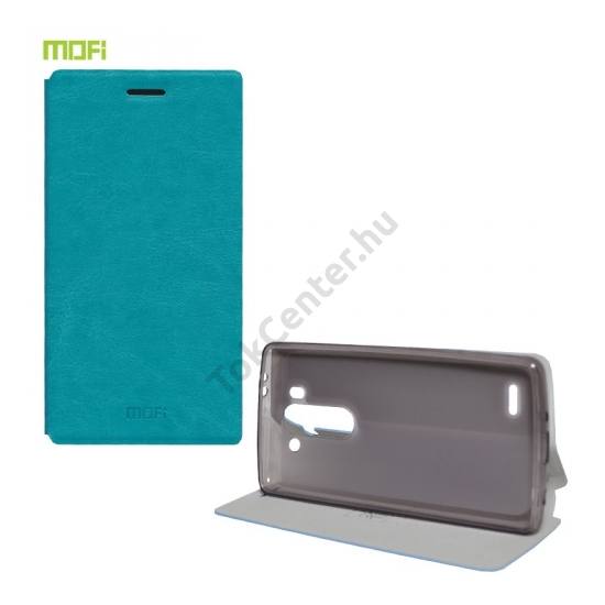 LG G3 S (D722) MOFI RUI tok álló, bőr (FLIP, oldalra nyíló, asztali tartó funkció, szilikon tartó) VILÁGOSKÉK