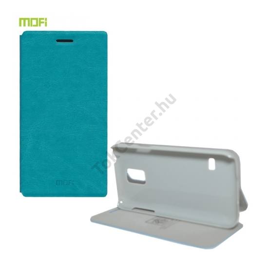Samsung Galaxy S V. mini (SM-G800) MOFI RUI tok álló, bőr (FLIP, oldalra nyíló, asztali tartó funkció) VILÁGOSKÉK