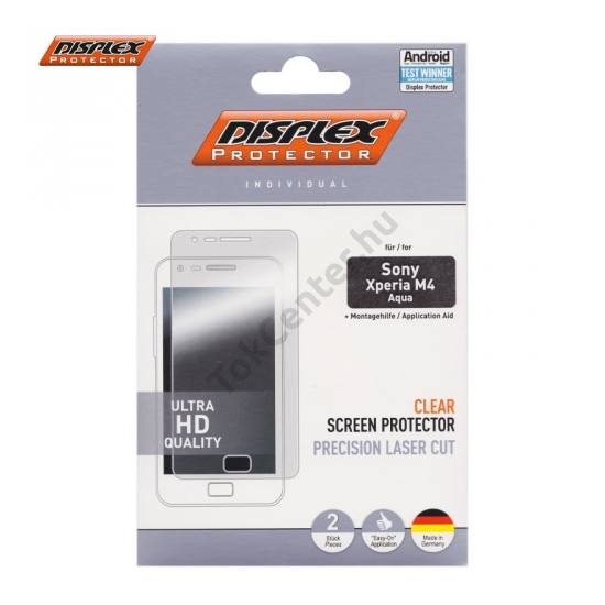 Sony Xperia M4 Aqua (E2303) DISPLEX képernyővédő fólia (2 db-os, teljesen átlátszó, törlőkendő) CLEAR