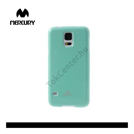Samsung Galaxy S V. (SM-G900) MERCURY Goospery telefonvédő gumi / szilikon (csillámporos) CYAN