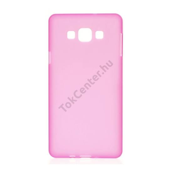 Samsung Galaxy A7 (SM-A700F) Telefonvédő gumi / szilikon (fényes keret) ÁTLÁTSZÓ MAGENTA