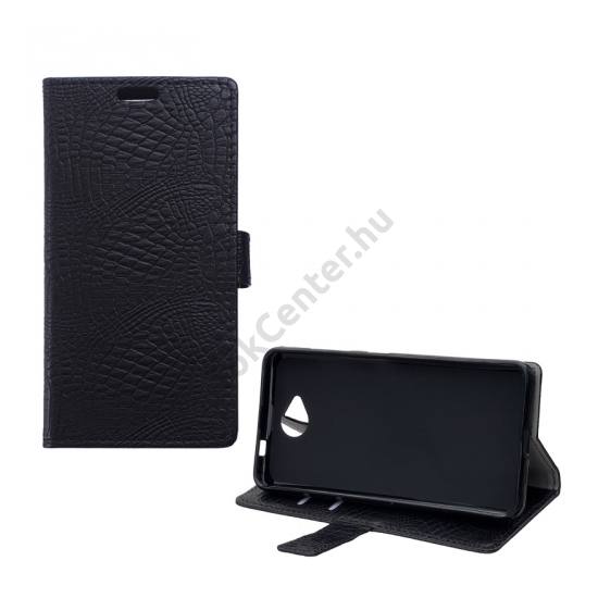 Microsoft Lumia 650 Tok álló, bőr (FLIP, oldalra nyíló, asztali tartó funkció, krokodilbőr minta) FEKETE