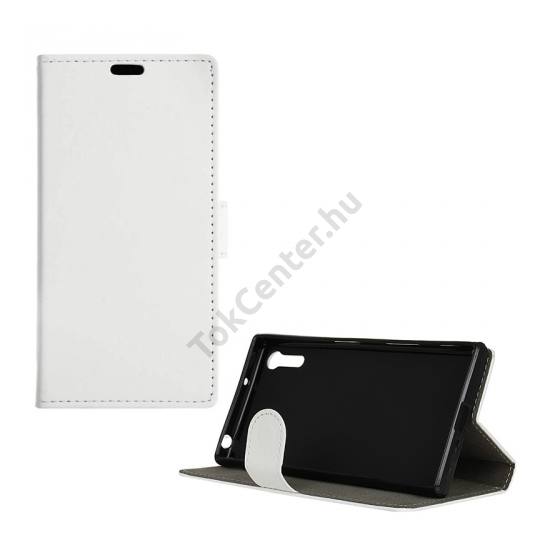 Sony Xperia XZ (F8331) Tok álló, bőr (FLIP, oldalra nyíló, asztali tartó funkció) FEHÉR