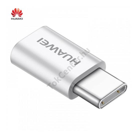 Adapter (microUSB-USB Type-C, töltéshez, adatátvitelhez, OTG) FEHÉR