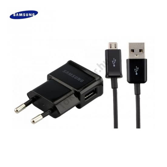Hálózati töltő USB aljzat (ECC1DU6BBE microUSB kábel, 5V / 1000mA) FEKETE