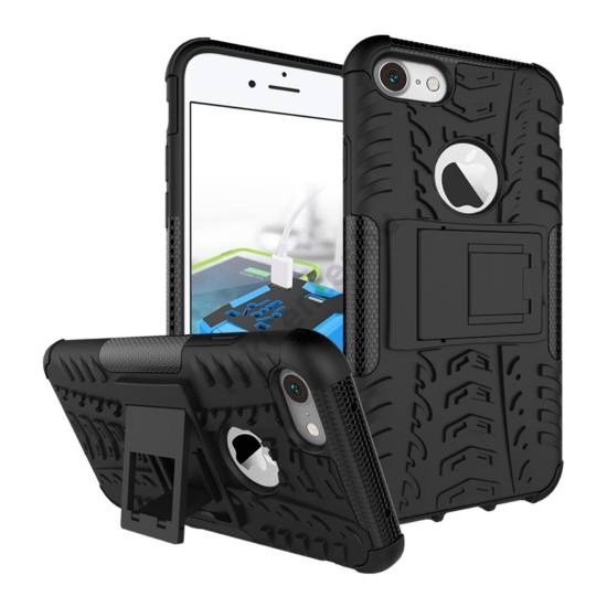 Apple iPhone 7 /APPLE IPhone 8 4,7`` Defender műanyag telefonvédő (közepesen ütésálló, gumi / szilikon betét, kitámasztó) FEKETE